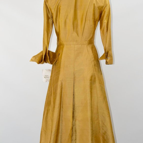 SARA CAMPBELL Yellow Silk Knee Length Dress Cocktail Sz 4 Small New - Picture 5 of 6